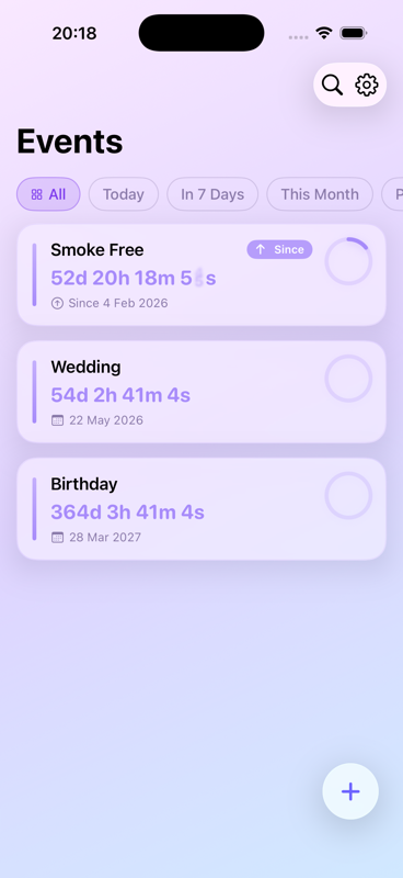 Tick app events list