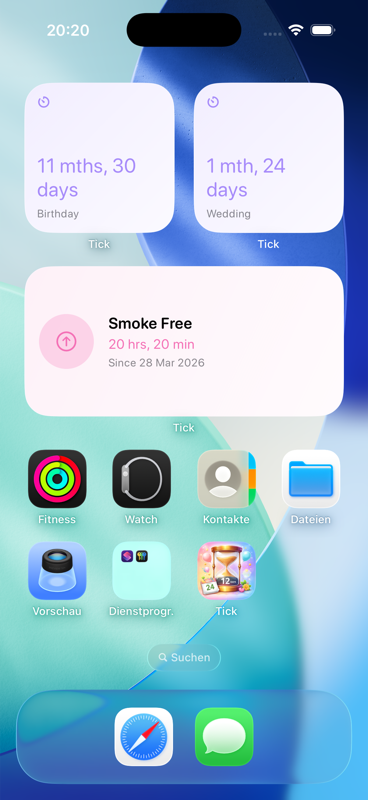 Tick app home screen
